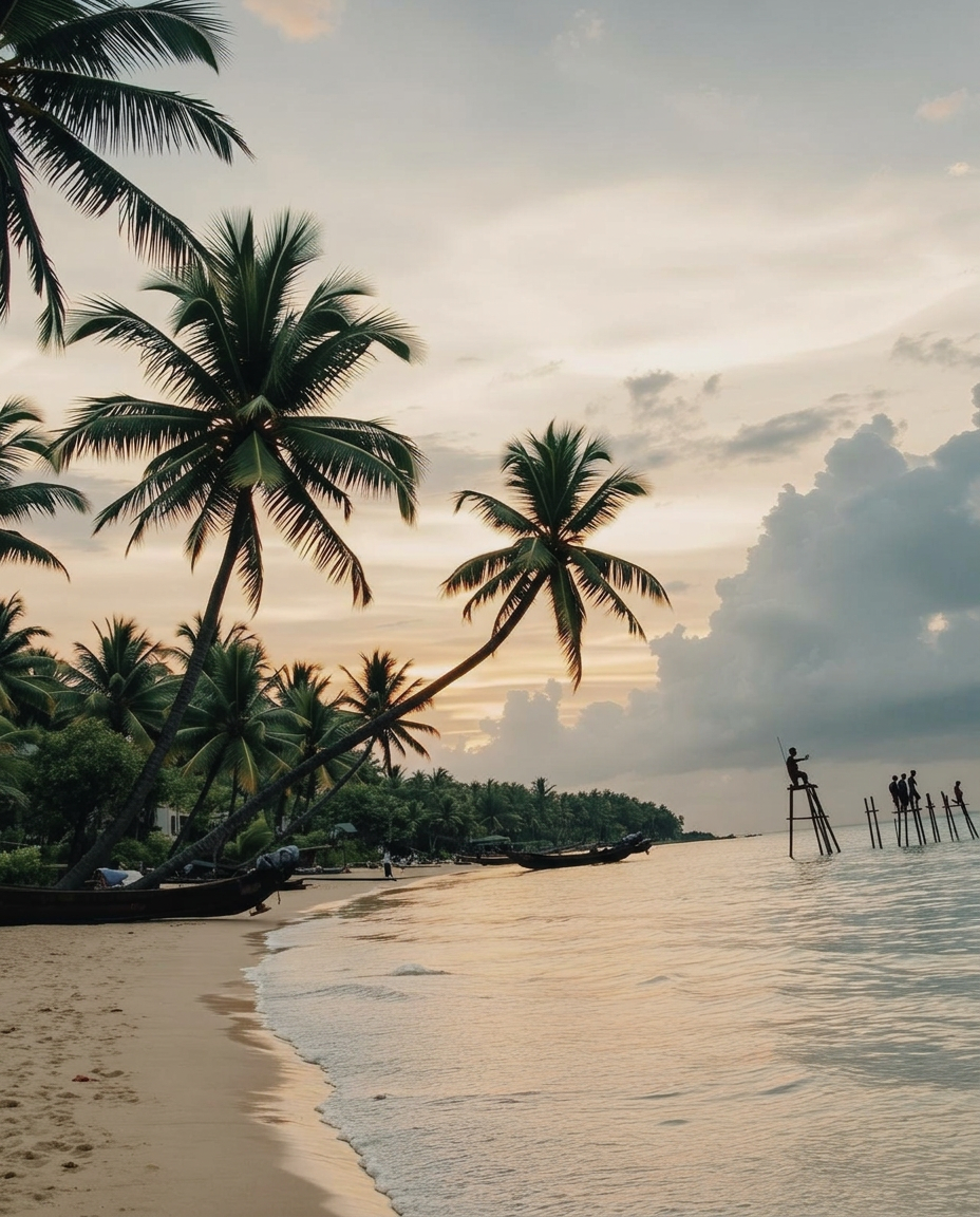 Plage de Mirissa au Sri Lanka au coucher du soleil
